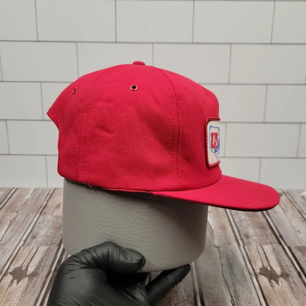 Vintage USA Auctioneers K-Products Snapback Hat Red Made in USA Promo Cap